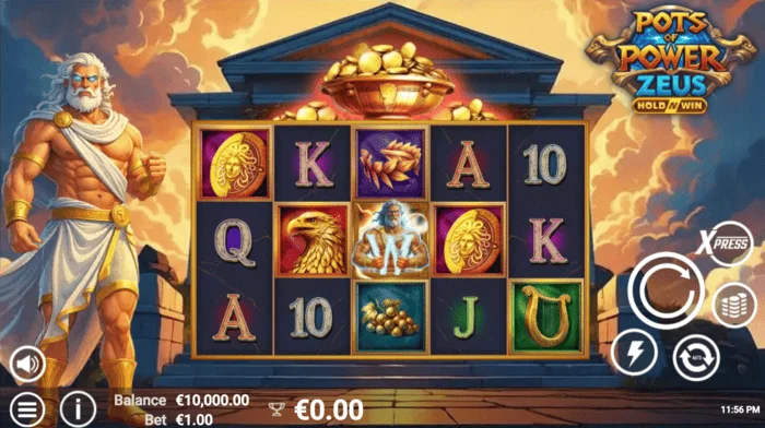 Pots of Power: Zeus - glavni zaslon z valji